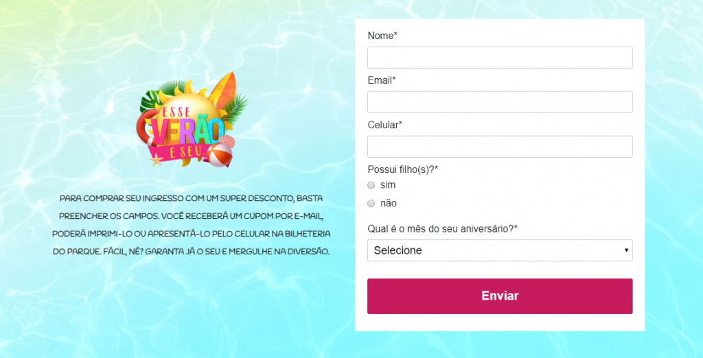 Landing Page criada para o Veneza Water Park, case de sucesso da Melhor Comunicação